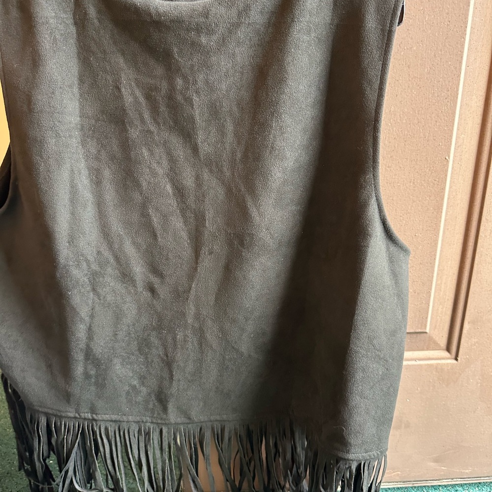 Black Fringe Vest Liv Los Angeles 3x NWT BOHO - Picture 7 of 7